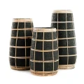 Vase Cutie Black L terracotta and rattan - Bazar Bizar