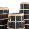 Vase Cutie Black M terracotta and rattan - Bazar Bizar