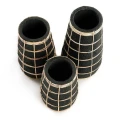 Vase Cutie Black S terracotta and rattan - Bazar Bizar