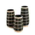 Vase Cutie Black S terracotta and rattan - Bazar Bizar