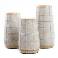 Wazon Cutie Concrete L terakota i rattan - Bazar Bizar