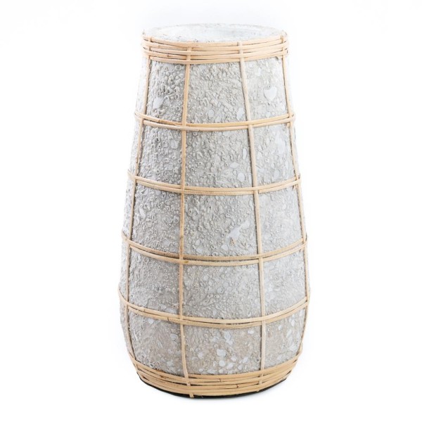 Vase Cutie Concrete L terracotta and rattan - Bazar Bizar