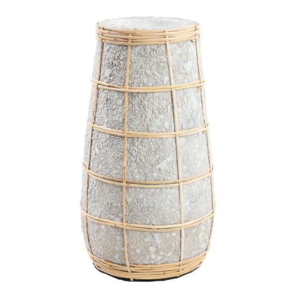 Vase Cutie Concrete M terracotta and rattan - Bazar Bizar