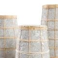 Vase Cutie Concrete S terracotta and rattan - Bazar Bizar