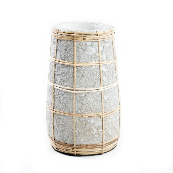 Vase Cutie Concrete S terracotta and rattan - Bazar Bizar
