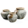 Pot cover Styly L Grey terracotta raffia - Bazar Bizar