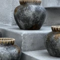 Pot cover Styly M Grey terracotta raffia - Bazar Bizar
