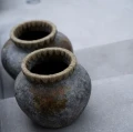 Pot cover Styly S Grey terracotta raffia - Bazar Bizar
