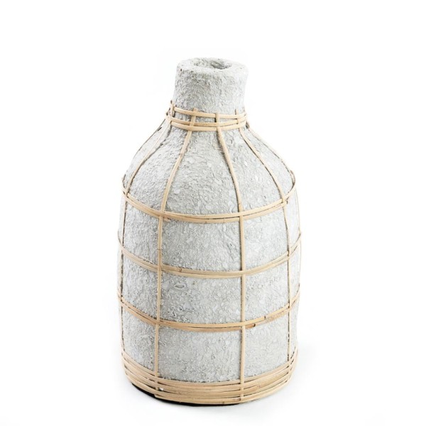 Terracotta vase with rattan Whoopy Concrete L - Bazar Bizar