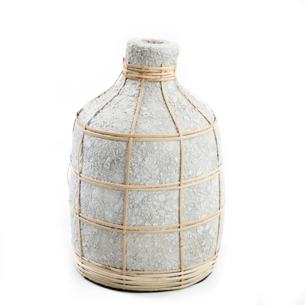 Terracotta vase with rattan Whoopy Concrete M - Bazar Bizar