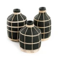 Vase Whoopy Black S terracotta with rattan - Bazar Bizar