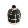 Vase Whoopy Black S terracotta with rattan - Bazar Bizar