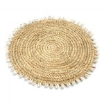 Round placemat Raffia Shell 23 raffia and shells - Bazar Bizar