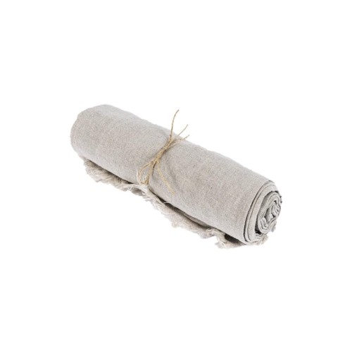 Obrus z frędzlami z lnu 150x250 beżowy - Bazar Bizar