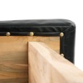 Upholstered stool from suar wood and leather - Bazar Bizar