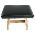 Upholstered stool from suar wood and leather - Bazar Bizar