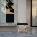 Upholstered stool from suar wood and leather - Bazar Bizar