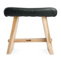 Upholstered stool from suar wood and leather - Bazar Bizar