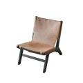 Modern lounge chair Philosophy mango wood and leather - Muubs