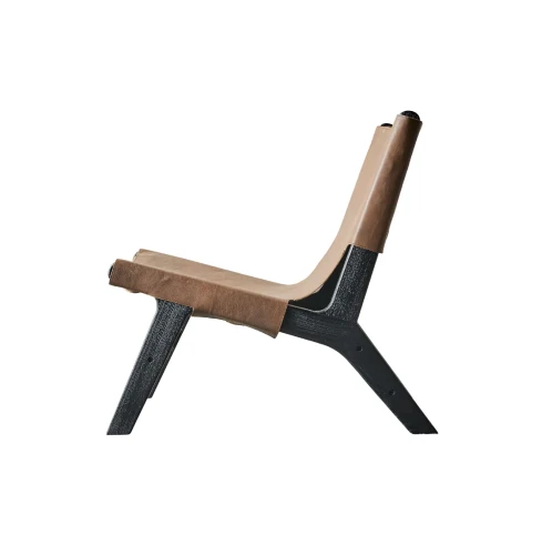 Modern lounge chair Philosophy mango wood and leather - Muubs