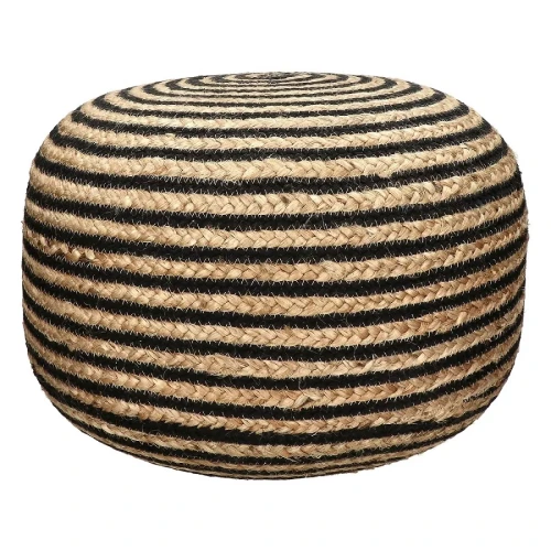 Jute pouffe Bombay Ø50 natural black - Pomax