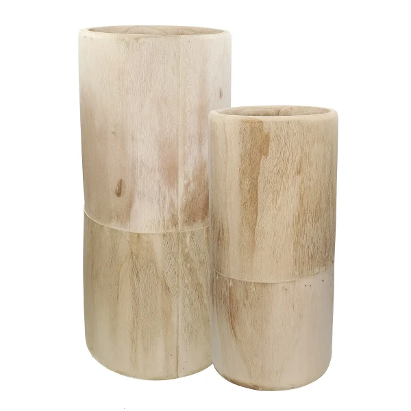 Large wooden floor vases Pure Natural, set of 2 - Pomax