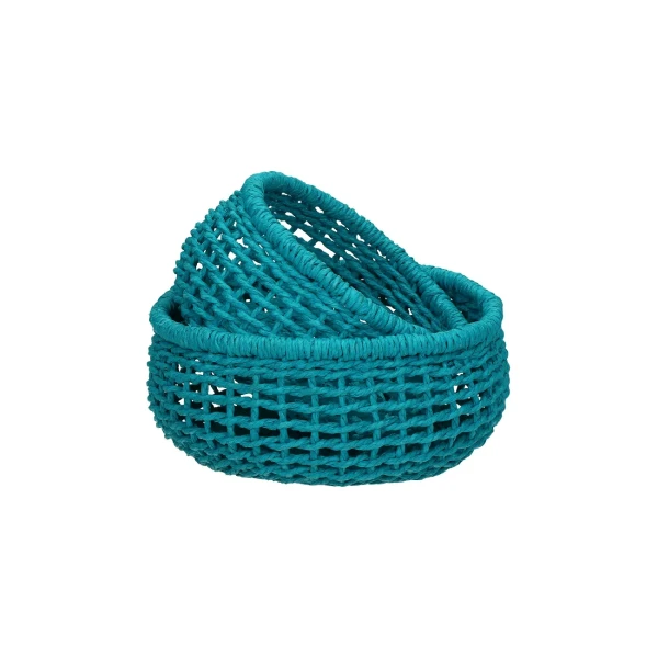 Paper wicker storage baskets Osteria turquoise, 2 pcs - Pomax