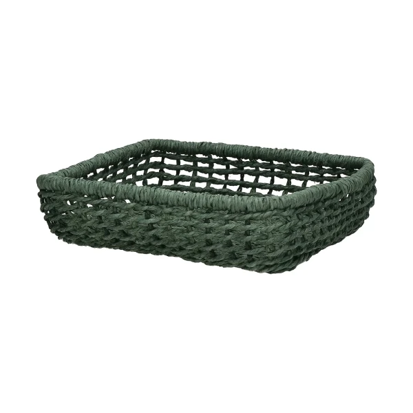Paper wicker storage basket Osteria forest green - Pomax