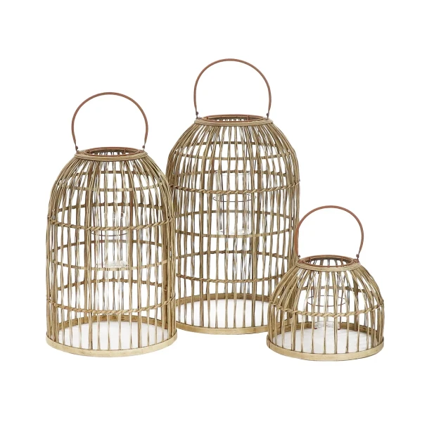 Large rattan bamboo lanterns Nord-By, set of 3 - Pomax