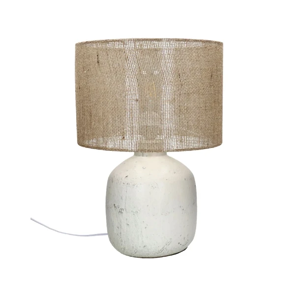 Ceramic table lamp with jute shade Esmé White - Pomax