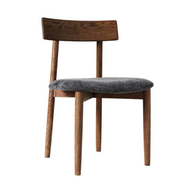 Krzesło drewniane z tapicerowanym siedziskiem Tetra Dark Oak - Muubs