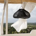 Czarny rattanowy abażur do lamp sufitowych wiszących Cloud M - Bazar Bizar