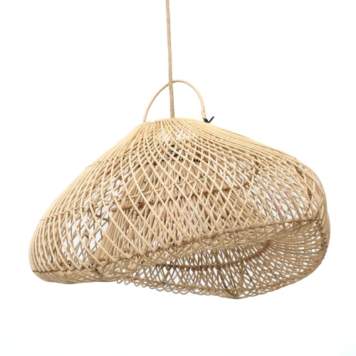 Rattanowy abażur do lampy wiszącej Cloud M, naturalny - Bazar Bizar