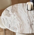 Mały stół, z marmurowym blatem Erie Ivory Ø70 - Nordal