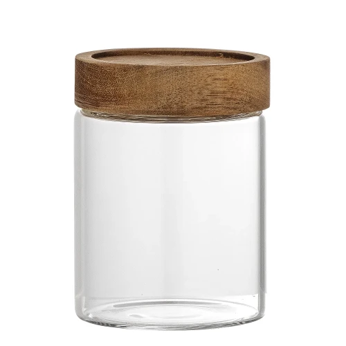 Szklany pojemnik z drewnianą pokrywką Kauna 285 ml - Bloomingville