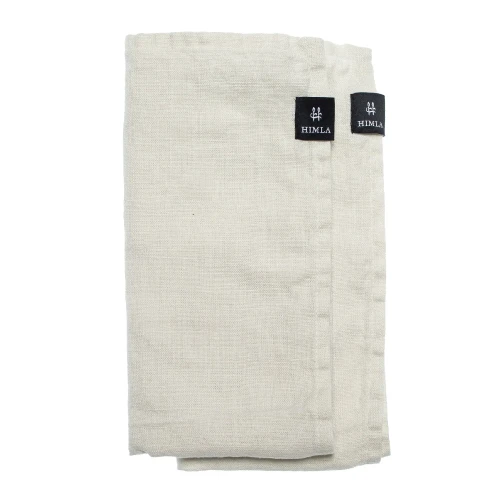 Lniane serwetki materiałowe na stół beżowe 45x45 Sunshine Fog, 4-pak - Himla