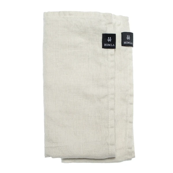 Lniane serwetki materiałowe na stół beżowe 45x45 Sunshine Fog, 4-pak - Himla