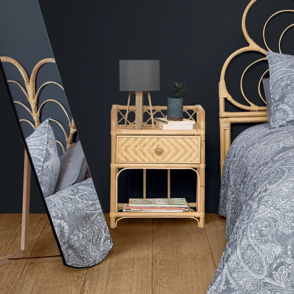 stolik nocny rattanowy, Natural home decor