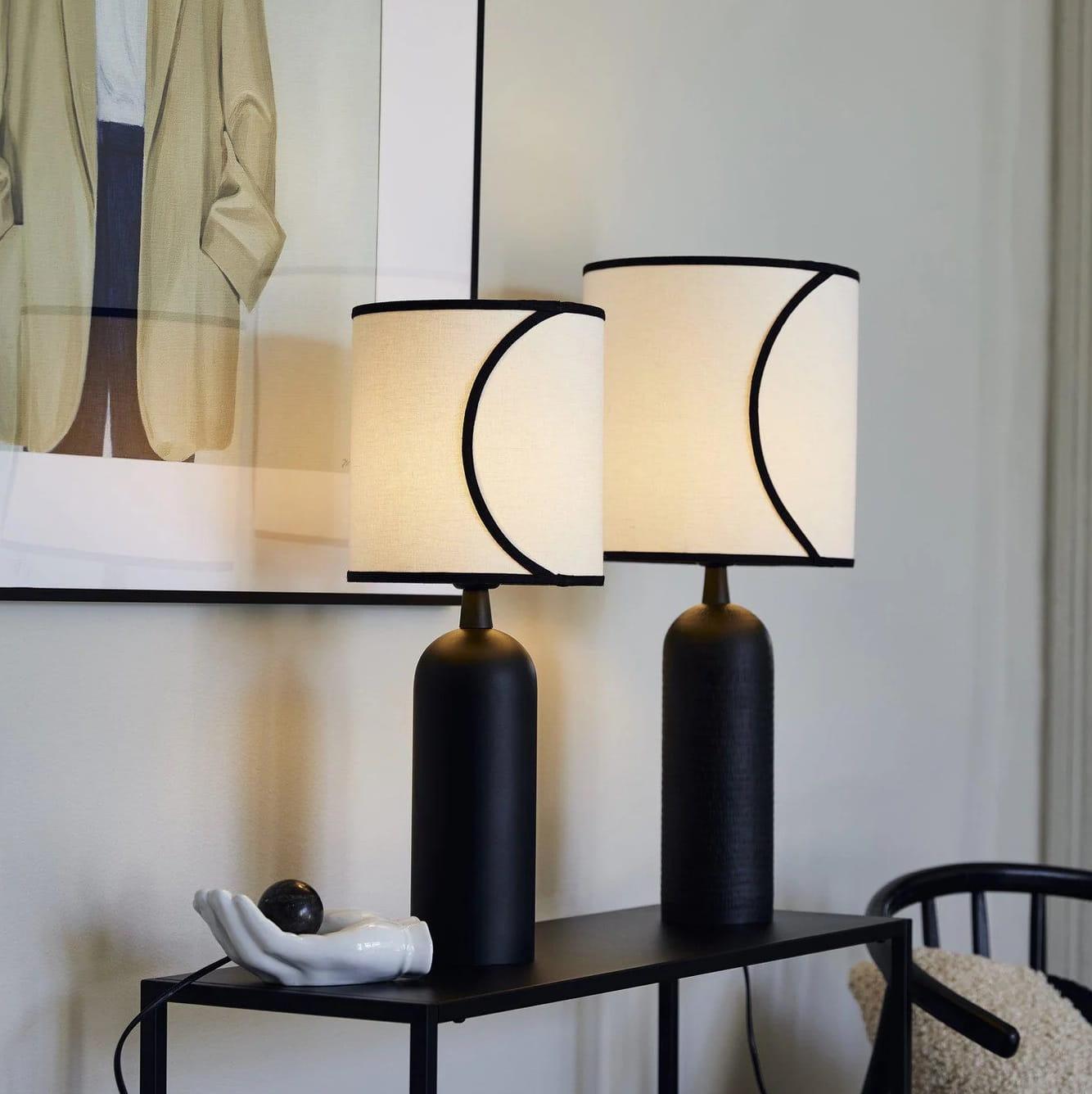 lampa na komodę z abażurem z bawełny, sklep natural home decor