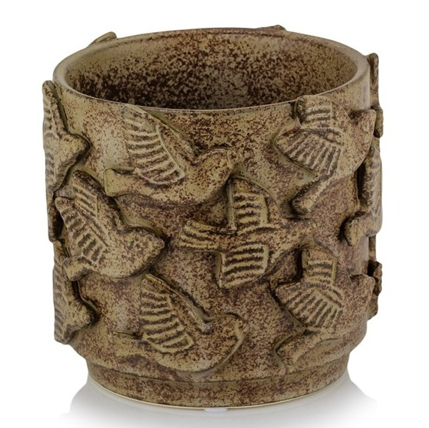doniczka na nodze z ryflowanym wzorem, natural home decor