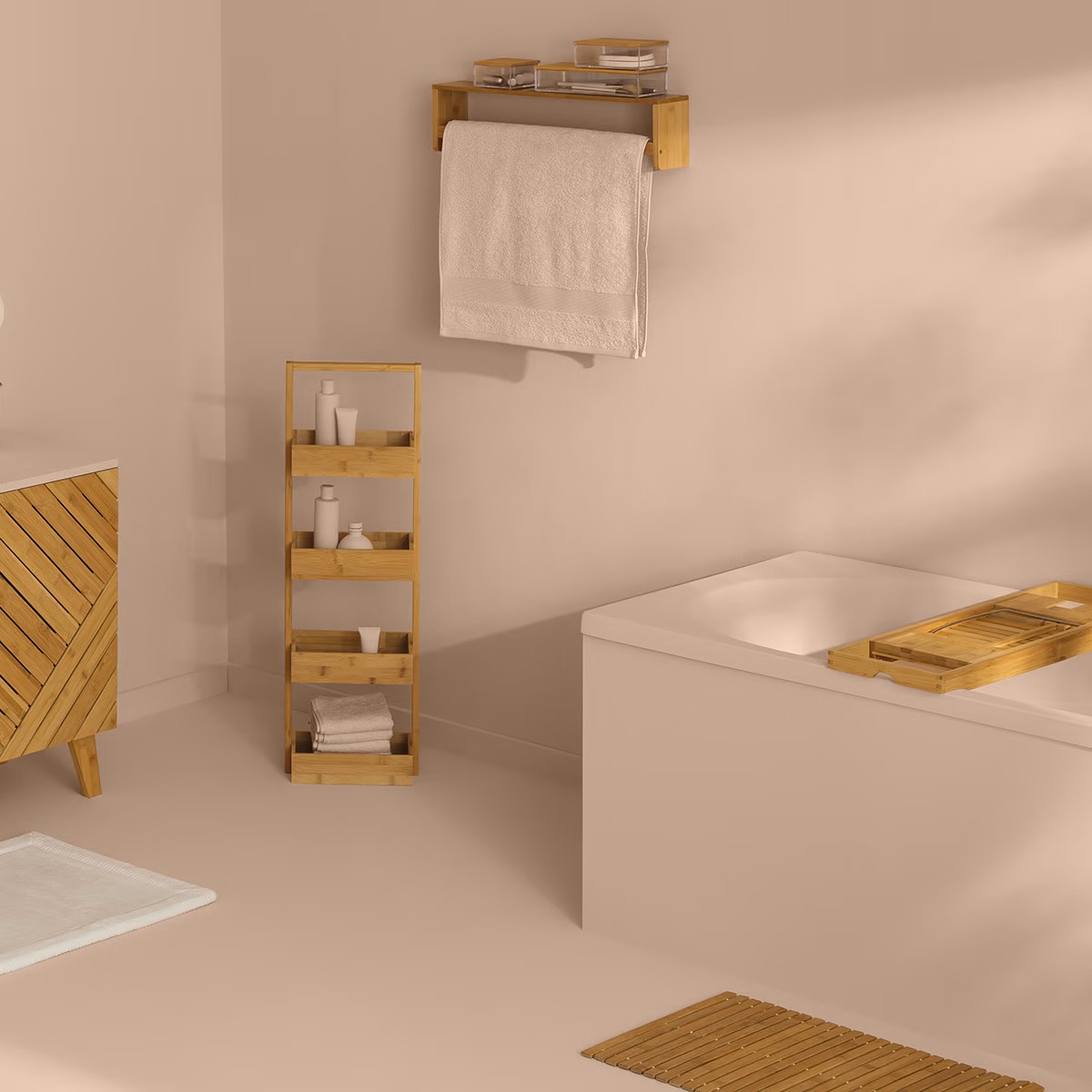 Rozsuwana bambusowa półka na wannę, Home Decor